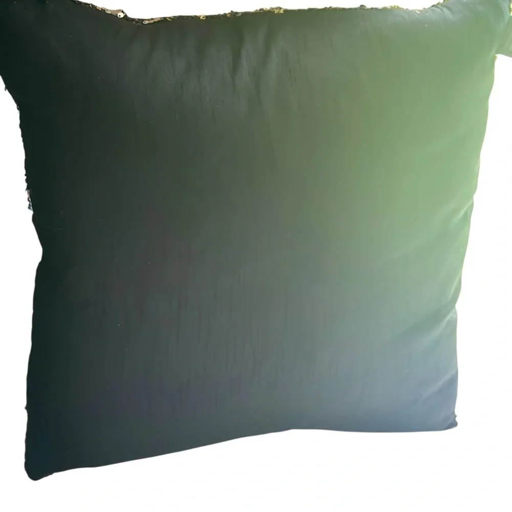 Aviva Stanoff Silver/Gold Sequin Silk Pillow 18x18‎ NWOT